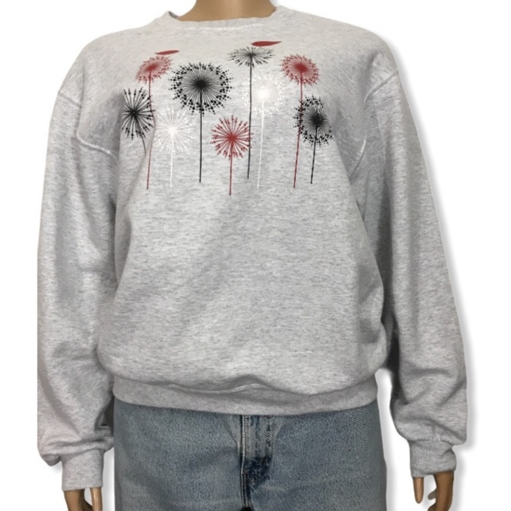 90s Vintage Sweatshirt Crewneck  JERZEES NUBLEND Dandelions/ Chicks print Size M